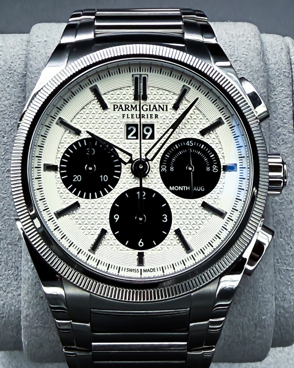 2021 Parmigiani Fleurier Tonda Chronograph "Panda" 42MM Silver Dial Steel Bracelet (PFC906-0000140-B00182)