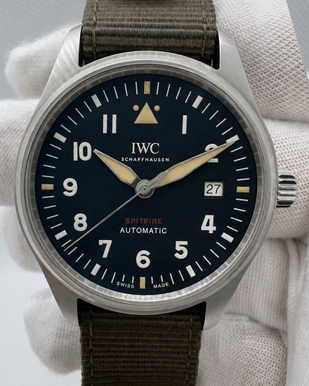 2021 IWC Schaffhausen Pilot Spitfire Mark XV 39MM Black Dial Textile Strap (IW326801)