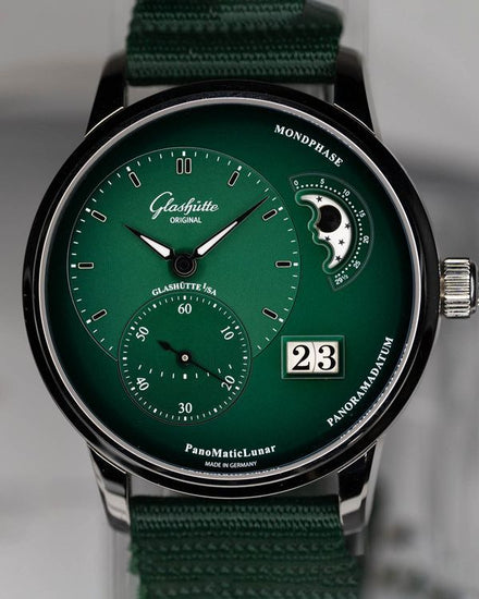 2025 Glashütte Original PanoMaticLunar XL 40MM Green Dial Leather Strap (1-90-02-13-32-31)