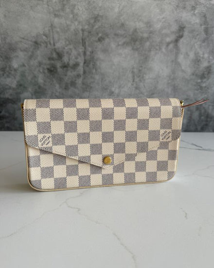 Louis Vuitton Pochette Félicie Chain Wallet Ballerine White/Grey Damier Canvas (LV Pochette Félicie)