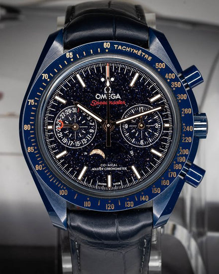 2023 Omega Speedmaster Moonphase "Blue Side of the Moon" 44.25MM Aventurine Dial Leather Strap (304.93.44.52.03.002)