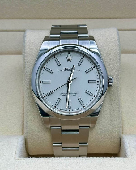 2018 Rolex Oyster Perpetual 39MM White Dial Oyster Bracelet (114300)