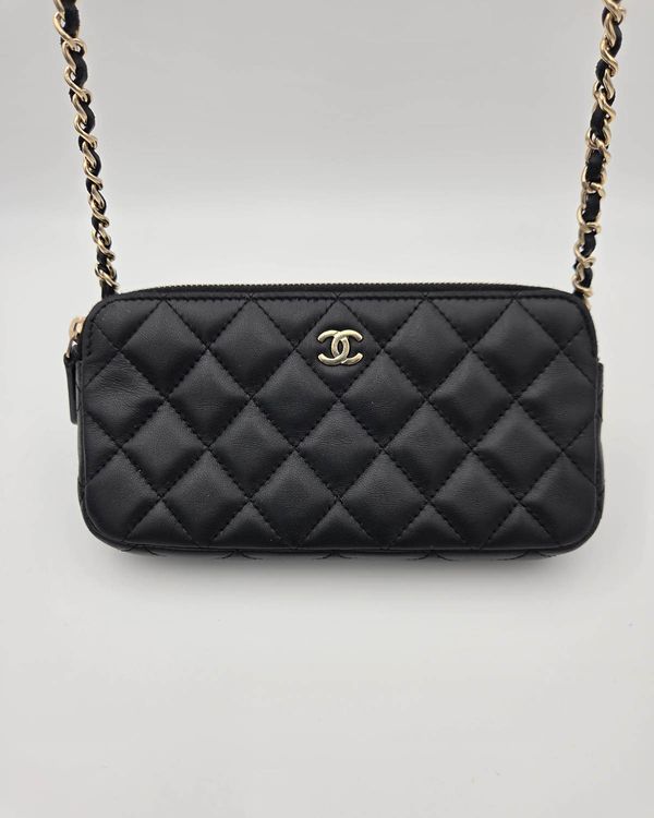 Chanel Small Crossbody Black Leather Gold-Tone Hardware (Bag)