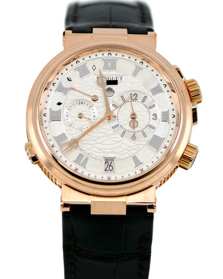 Breguet Marine Alarme Musicale 40MM Silver Dial Leather Strap (5547)