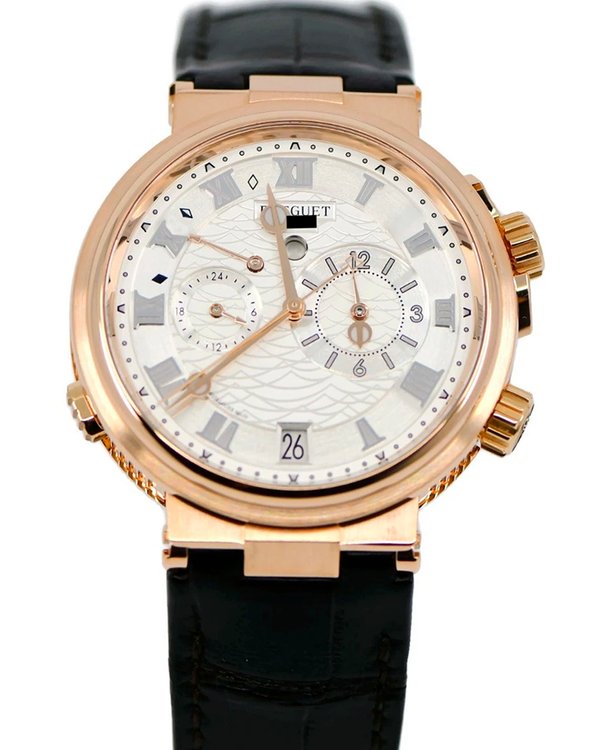 Breguet Marine Alarme Musicale 40MM Silver Dial Leather Strap (5547)