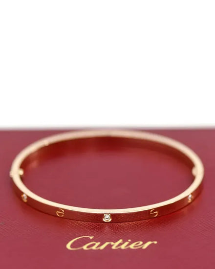2020 Cartier Love Bracelet Diamond Small 18K Rose Gold Size 17 (Love)
