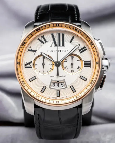 2017 Cartier Calibre de Cartier 42MM White Dial Leather Strap (W7100043)