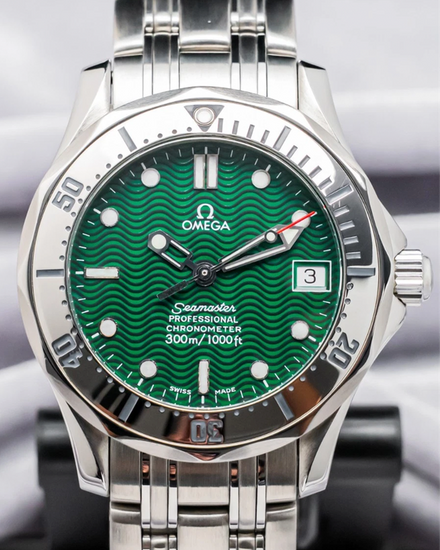 Omega Seamaster Diver 300M "Jacques Mayol" L. E. 36.25MM Green Dial Steel Bracelet (2553.41)