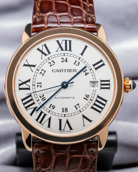 2013 Cartier Ronde De Cartier 42MM Silver Dial Leather Strap (W6701009)