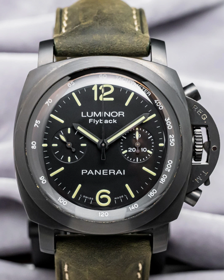 2013 Panerai Luminor 1950 Chrono Flyback Middle East L.E. 44MM Black Dial Leather Strap (PAM00383)