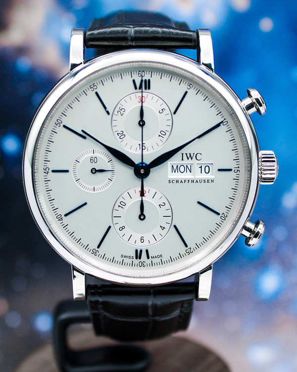 2023 IWC Schaffhausen Portofino Chronograph 42MM Silver Dial Leather Strap (IW391037)