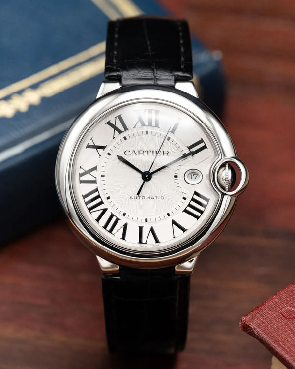 2021 Cartier Ballon Bleu 42MM Silver Dial Leather Strap (WSBB0026)