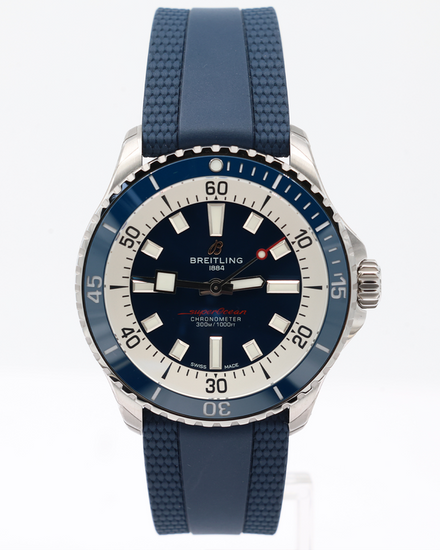 No Reserve - 2024 Breitling Superocean 42MM Blue Dial Rubber Strap (A17375E71C1S1)