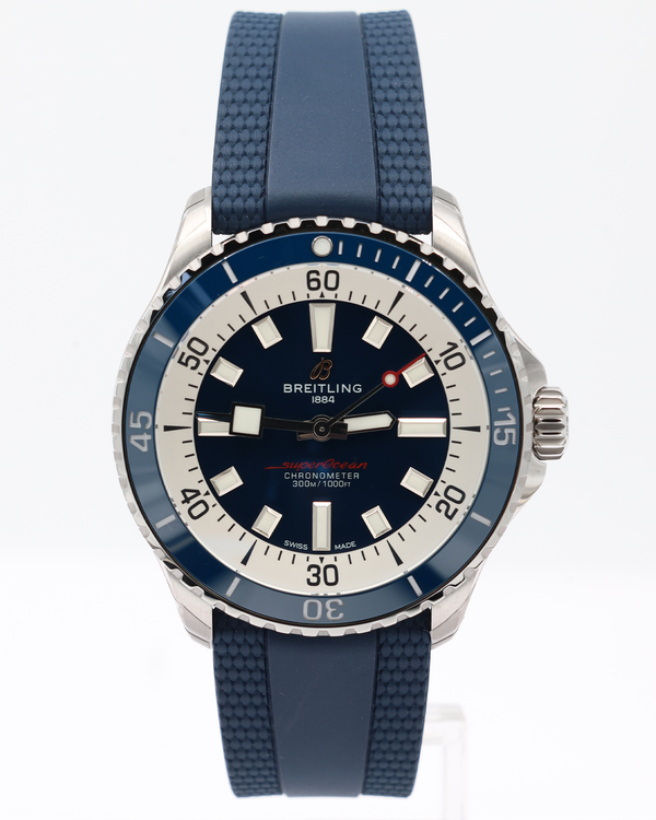 No Reserve - 2024 Breitling Superocean 42MM Blue Dial Rubber Strap (A17375E71C1S1)