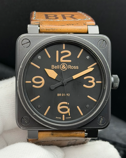No Reserve - Bell & Ross BR 01 - 92 46MM Black Dial Leather Strap (BR01-92-S)