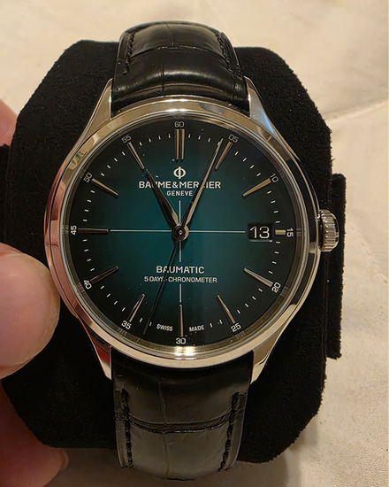 No Reserve - 2026 Baume & Mercier Clifton Maumatic 40MM Green Dial Leather Strap (10592)
