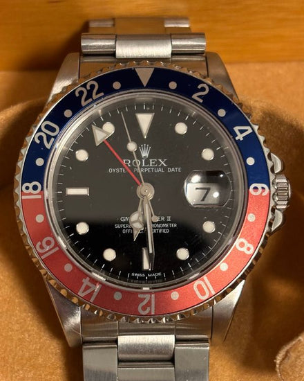 1996 (W Serial) Rolex GMT-Master II "Pepsi" 40MM Black Dial Oyster Bracelet (16710)