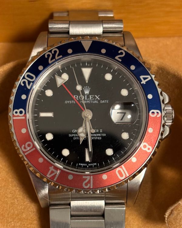 1996 (W Serial) Rolex GMT-Master II "Pepsi" 40MM Black Dial Oyster Bracelet (16710)