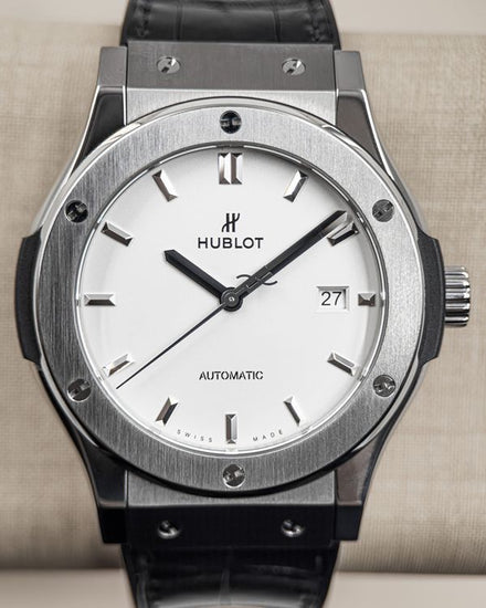 No Reserve - 2021 Hublot Classic Fusion 42MM White Dial Leather Strap (542.NX.2611.LR)