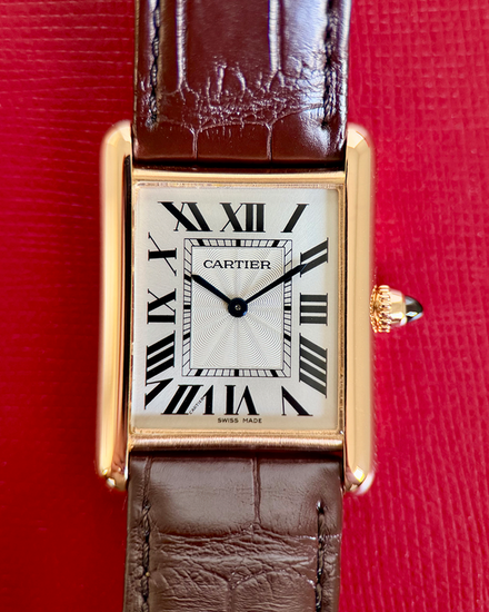 2018 Cartier Tank Louis Cartier 33.7MM Silver Dial Leather Strap (WGTA0011)