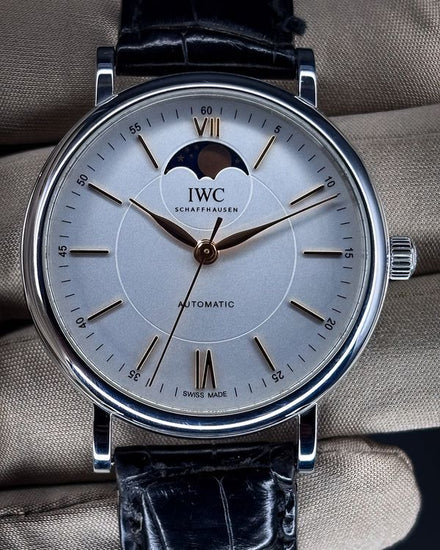 2019 IWC Schaffhausen Portofino Moon Phase 40MM Silver Dial Leather Strap (IW459401)