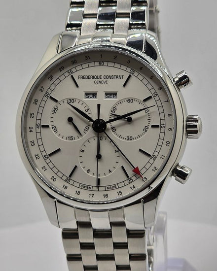 Frederique Constant Classics Triple Calendar 40MM Quartz White Dial Steel Bracelet (FC-296SW5)