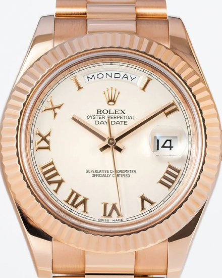 2012 Rolex Day-Date II 41MM Ivory Dial Rose Gold President Bracelet (218235)
