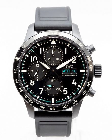 2025 IWC Schaffhausen Pilot Chronograph "AMG Petronas F1" 41MM Black Dial Rubber Strap (IW388306)