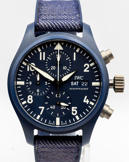 2023 IWC Schaffhausen Pilot Chronograph Top Gun Blue Ceramic Oceana 41MM Blue Dial Textile Strap (IW389404)