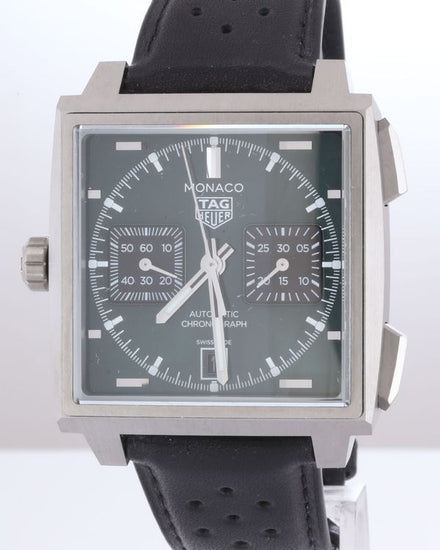 2026 Tag Heuer Monaco Chronograph 39MM Green Dial Leather Strap (CDW2180.FC8360)