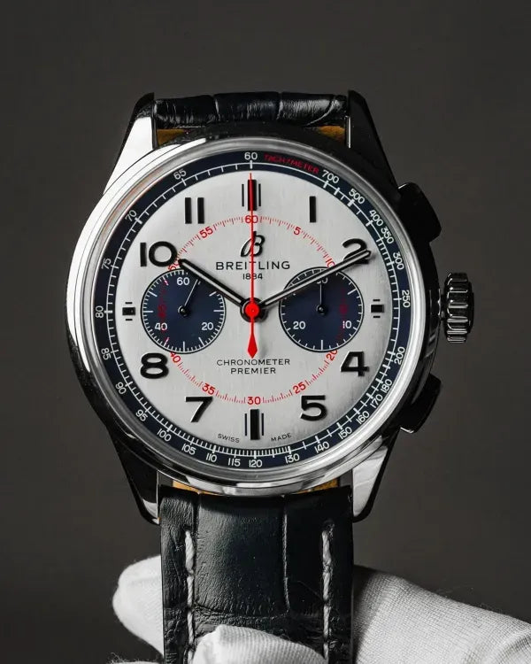 2022 Breitling Premier B01 Chronograph "Bentley Mulliner" L.E. 42MM Silver Dial Leather Strap (AB0118)
