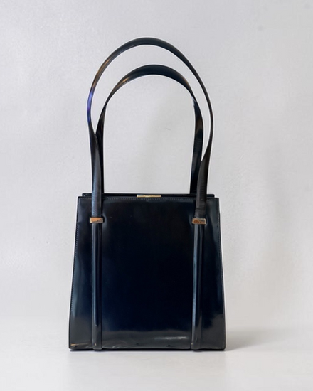 1970 Gucci Vintage Black Leather Medium Bag Gold-Tone Hardware (Gucci Vintage)