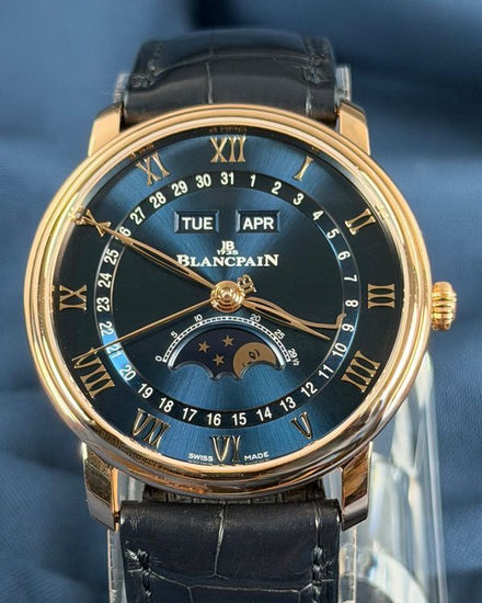 2024 Blancpain Villeret Quantième Complet 40MM Blue Dial Leather Strap (6654-3640-55B)