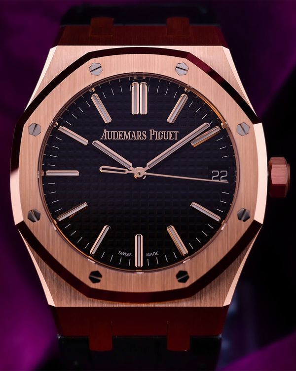 2025 Audemars Piguet Royal Oak 41MM Black Dial Leather Strap (15510OR.OO.D002CR.02)