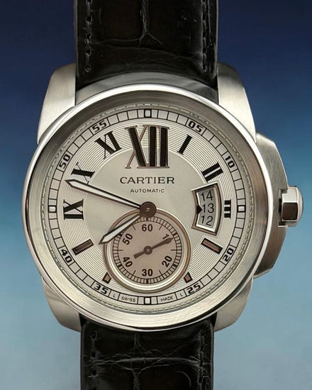 No Reserve - 2016 Cartier Calibre de Cartier 42MM Silver Dial Leather Strap (W7100037)
