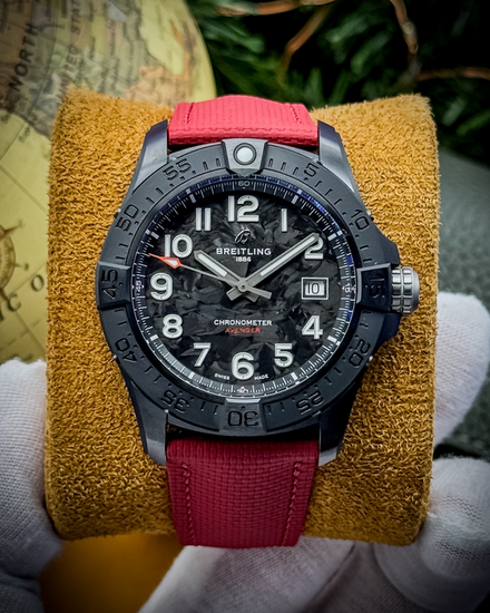 2025 Breitling Avenger "Night Mission" 42MM Carbon Fiber "Anthracite" Dial Aftermarket Textile Strap (S17328101B1X1)