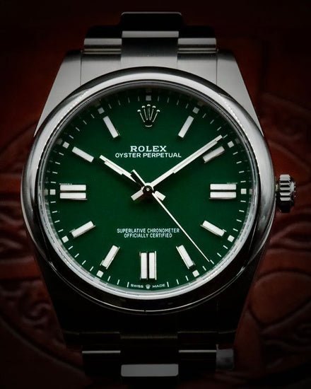 2025  Rolex Oyster Perpetual 41MM Green Dial Oyster Bracelet (124300)
