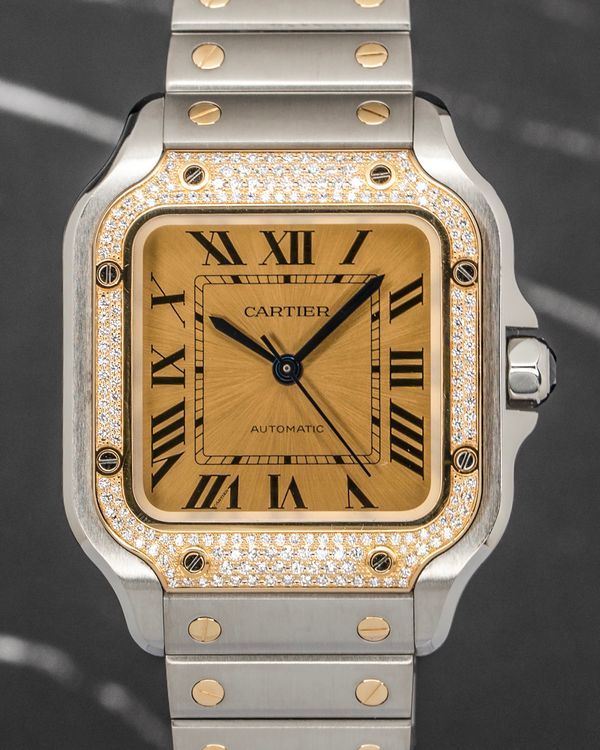 2024 Cartier Santos De Cartier Medium 35.1MM Champagne Dial Two-Tone Bracelet (W3SA0007)