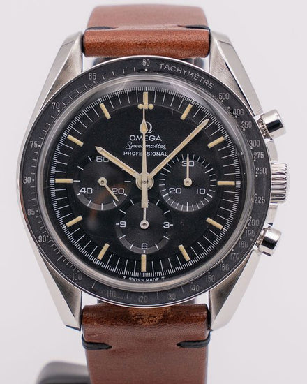 Omega Speedmaster Professional Moonwatch 42MM Black Dial Aftermarket Leather Strap (145.022)