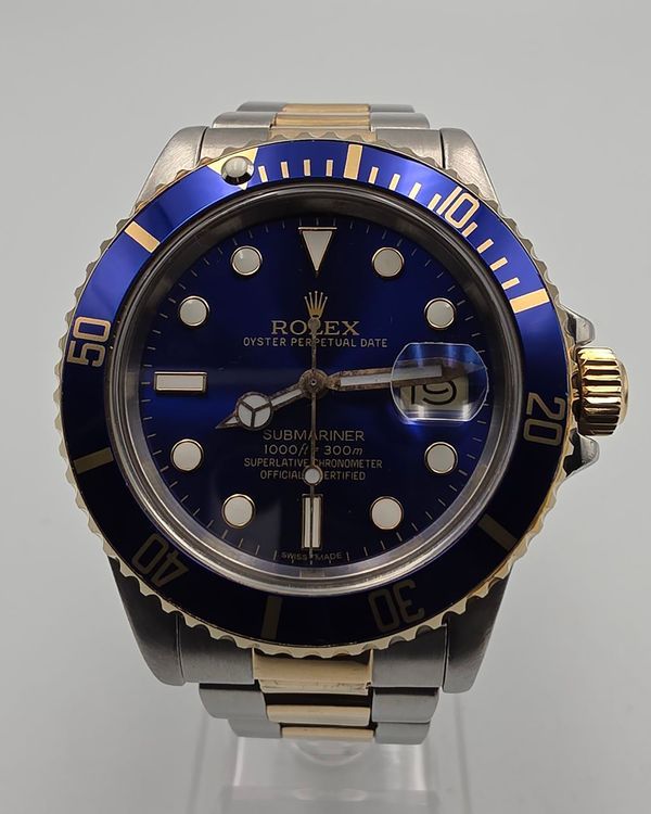 No Reserve - 1987 Rolex Submariner "Bluesy" 40MM Blue Dial Two-Tone Oyster Bracelet (16803)