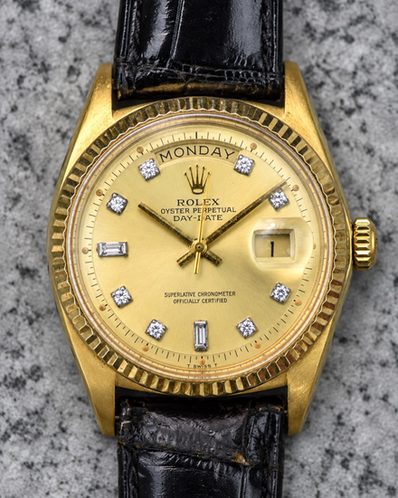 No Reserve - 1972 Rolex Day-Date 36MM Champagne Dial Leather Strap (1803)