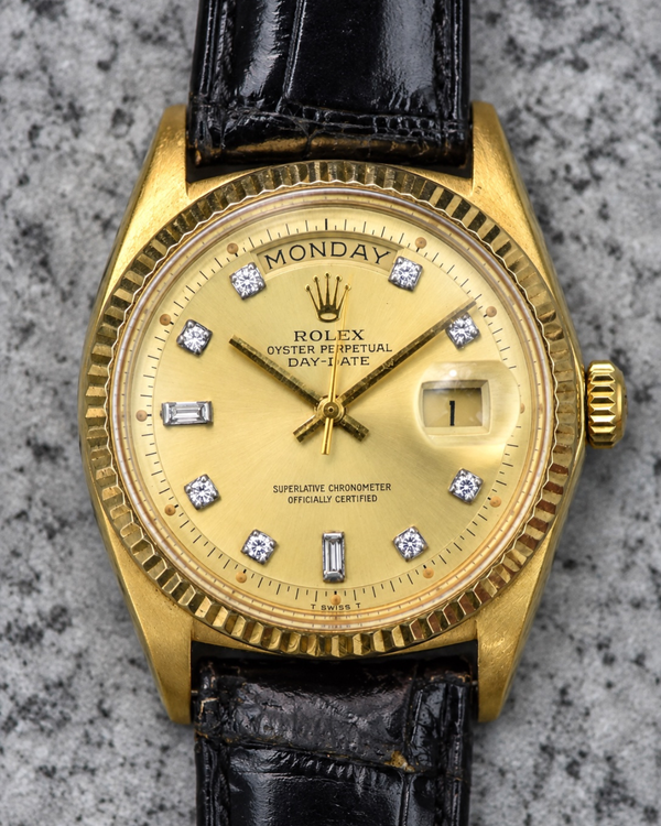No Reserve - 1972 Rolex Day-Date 36MM Champagne Dial Leather Strap (1803)