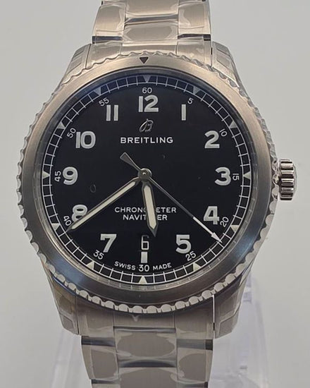 No Reserve - Breitling Aviator 8 B20 46MM Black Dial Steel Bracelet (AB2040)