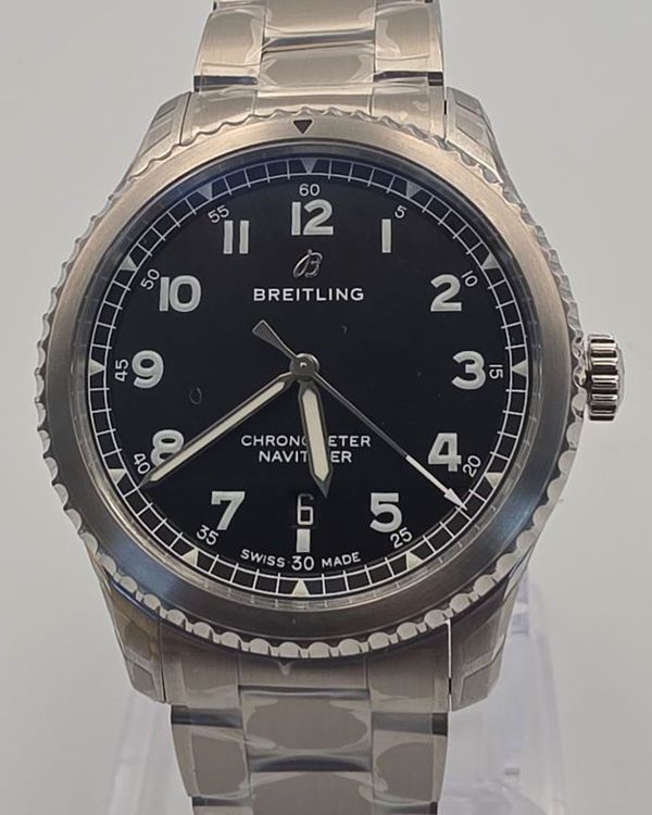 No Reserve - Breitling Aviator 8 B20 46MM Black Dial Steel Bracelet (AB2040101B1X1)
