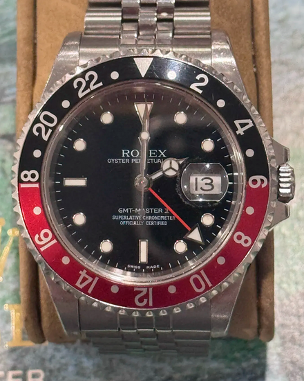 No Reserve - Rolex GMT-Master II "Coke" 40MM Black Dial Jubilee Bracelet (16710)