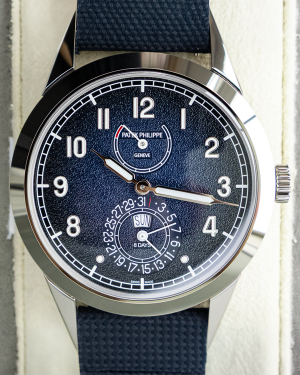 2026 Patek Philippe Calatrava Instantaneous 8-Day 41mm Blue Dial Textile Strap (5328G-001)