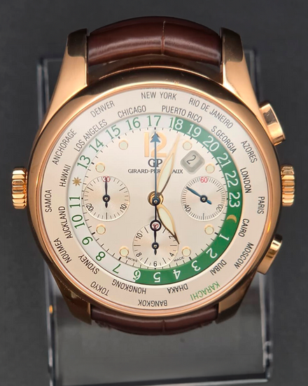 Girard Perregaux World Time "Pakistan" L.E. 43MM Silver Dial Leather Strap (49805-52-26S-BACA)