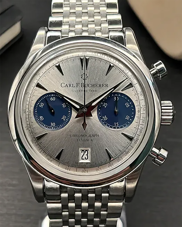 No Reserve - 2026 Carl F. Bucherer Manero Flyback 40MM Silver Dial Steel Bracelet (00.10927.08.13.23)