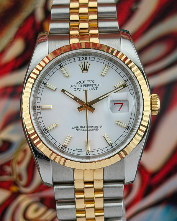 Rolex Datejust 36MM White Dial Two-Tone Super Jubilee Bracelet (116233)