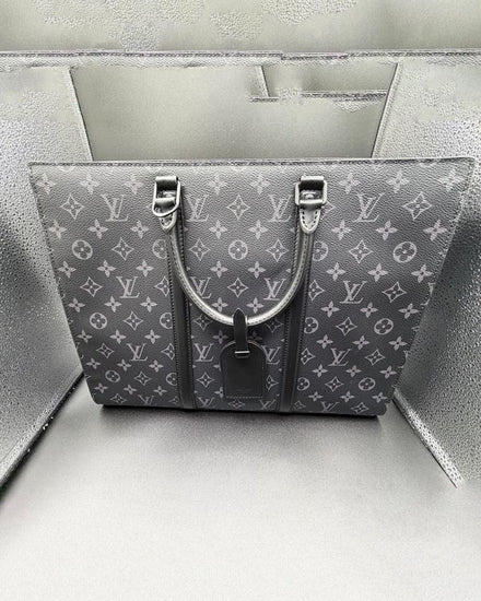 2022 Louis Vuitton Sac Plat Horizontal Zip Large Monogram Canvas Black Ruthenium Tone Hardware Leather Handles (M45265)